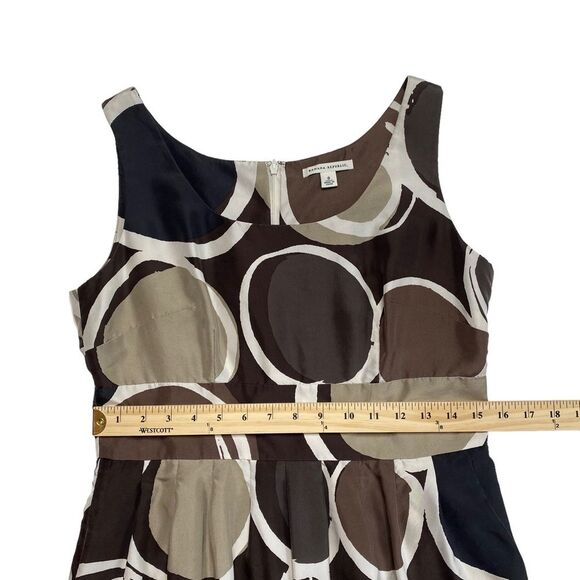 Banana Republic Silk Sleeveless Sheath Dress Brown Geometric Print Sz 8 - Picture 9 of 15